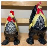 Pair of Colorful Rooster Figurines