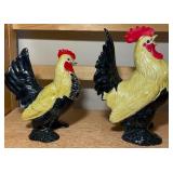 Pair of Colorful Rooster Figurines