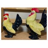 Pair of Colorful Rooster Figurines
