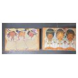 Handcrafted Wooden Angel Candle Holders (Triple)