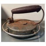 Vintage Gas Iron & Early Metal Stove-Top Iron Duo