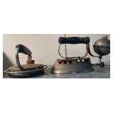 Vintage Gas Iron & Early Metal Stove-Top Iron Duo