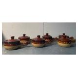 Set of 6 Vintage Stoneware Soup/Chili Crocks with Lids