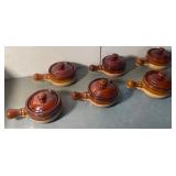 Set of 6 Vintage Stoneware Soup/Chili Crocks with Lids