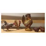Mixed Rooster & Chicken Decor Lot – Straw Craft, Ceramic & Resin