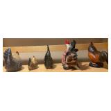 Mixed Rooster & Hen Figurine Lot – Ceramic & Resin