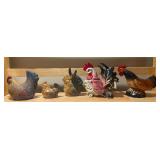 Mixed Rooster & Hen Figurine Lot – Ceramic & Resin
