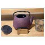 World Market Plum Cast Iron Teapot – Complete Set