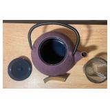 World Market Plum Cast Iron Teapot – Complete Set