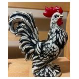 Rooster Figurine Trio + Hand-Carved Wooden Bird Napkin Ring Holder