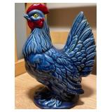 Rooster Figurine Trio + Hand-Carved Wooden Bird Napkin Ring Holder