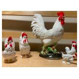 White Rooster & Hen Figurine & Shaker Collection (5 pcs)