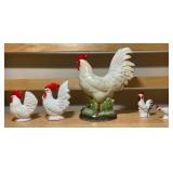 White Rooster & Hen Figurine & Shaker Collection (5 pcs)