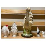 White Rooster & Hen Figurine & Shaker Collection (5 pcs)