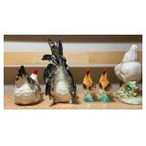 Vintage Rooster & Hen Figurine + Shaker Assortment (5 pcs)