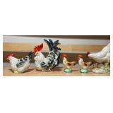 Vintage Rooster & Hen Figurine + Shaker Assortment (5 pcs)