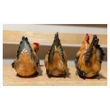 Trio of Vintage Rooster Figurines — Hand-Painted Ceramic