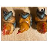 Trio of Vintage Rooster Figurines — Hand-Painted Ceramic