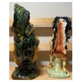 Pair of Large Vintage Rooster Figurines — Hand-Painted Ceramic