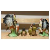 Vintage Ceramic Roosters & Hen Figurines – 4-Piece Mixed Set
