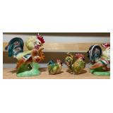 Vintage Ceramic Roosters & Hen Figurines – 4-Piece Mixed Set