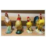 Vintage Ceramic Rooster Figurine Set – 4 Pieces