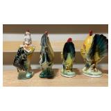 Vintage Ceramic Rooster Figurine Set – 4 Pieces