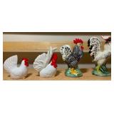 Set of 4 Vintage Ceramic Rooster Figurines – Mixed Styles