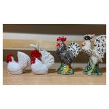 Set of 4 Vintage Ceramic Rooster Figurines – Mixed Styles