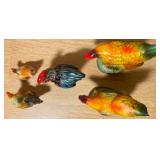 Set of 5 Vintage Rooster & Hen Figurines – Mixed Sizes & Styles