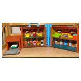 Vintage Fisher-Price Tudor Dollhouse w/ Garage, Furniture & Figures