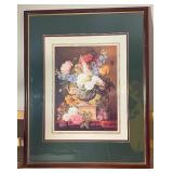 Large Framed Floral Art & Decorative Burgundy Pitcher
