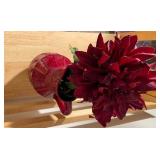 Large Framed Floral Art & Decorative Burgundy Pitcher