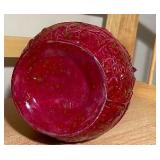 Large Framed Floral Art & Decorative Burgundy Pitcher