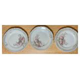 Vintage Iridescent Rose Porcelain Creamer, Sugar Bowl & Plates