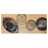 Vintage Crystal & Silver-Plate Serving Bowl Set