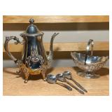 Vintage Ornate Silver-Plate Coffee Server & Serving Set