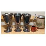 Vintage Goblet Set, German Stein & Mini Mug