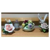 Porcelain Floral Figurines & Night Light – Set of 4