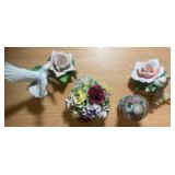 Porcelain Floral Figurines & Night Light – Set of 4