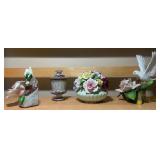Porcelain Floral Figurines & Night Light – Set of 4