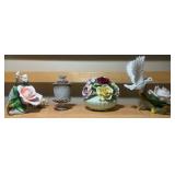 Porcelain Floral Figurines & Night Light – Set of 4