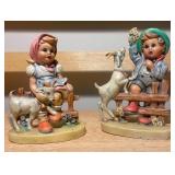 Vintage Boy & Girl Figurines w/ Goats (Hummel Style)