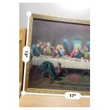 Religious Décor Lot – Last Supper Print, Cross Frames & Jesus Night Light
