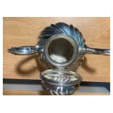 Silver Teapot & Assorted Decorative Teacups Lot