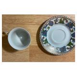 Silver Teapot & Assorted Decorative Teacups Lot