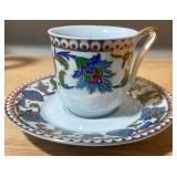 Silver Teapot & Assorted Decorative Teacups Lot