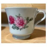 Vintage Silver Teapot, Pedestal Dish & Porcelain Cups Lot