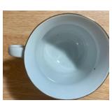 Vintage Silver Teapot, Pedestal Dish & Porcelain Cups Lot