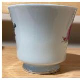 Vintage Silver Teapot, Pedestal Dish & Porcelain Cups Lot